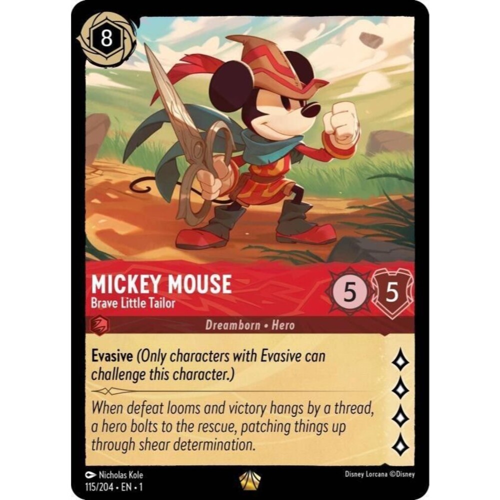 Disney Lorcana Mickey Mouse Brave Little Tailor Non-Foil #115 Legendary